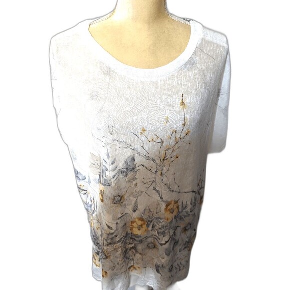 Elena Baldi made in Italy white floral top 2X embellished sequins - Picture 1 of 9